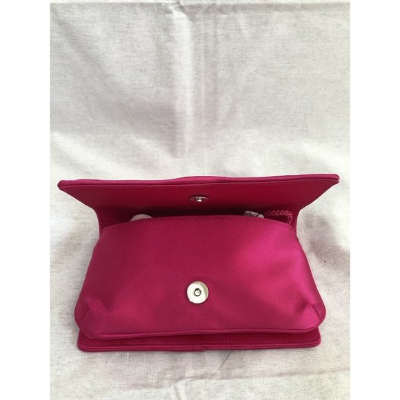 NWOT La Regale Bag Clutch Pink Pleated Flap Closure Magnetic Snap Satin Lined - Picture 5 of 12